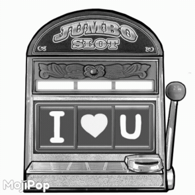A Jumbo Slot Machine That Says I Love You On It GIF