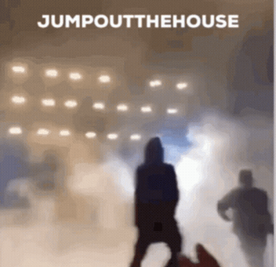 A Jumpoutthehouse Album Cover With A Blurry Photo Of People GIF