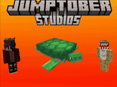 A Jumptuber Studios Advertisement With A Turtle And Two Skins GIF