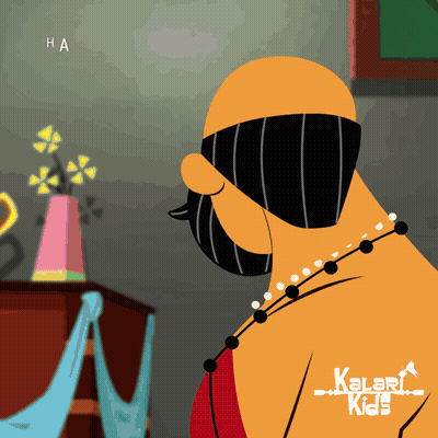 A Kalari Kids Cartoon Shows A Man Wearing A Necklace GIF