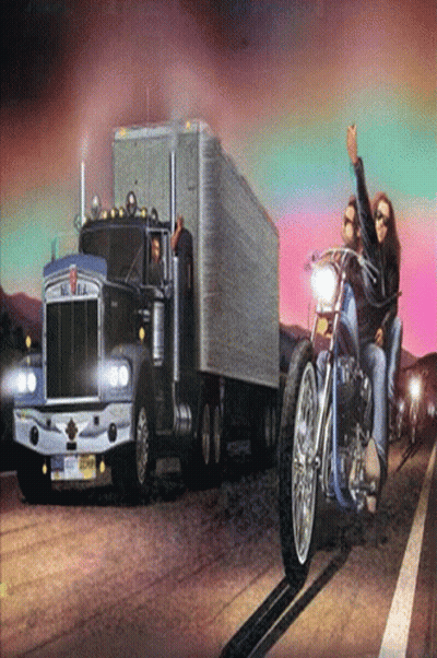 A Kenworth Semi Truck Is Driving Down The Road GIF