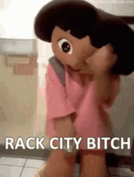 A Kid Wearing Dora Costume While Dancing GIF