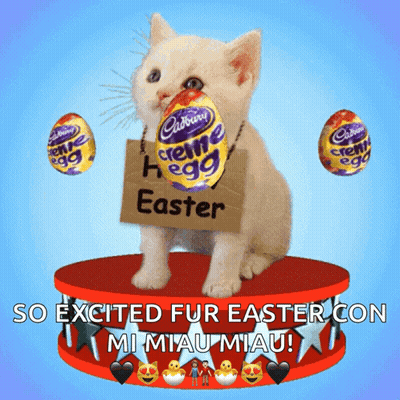 A Kitten Is Holding A Cadbury Creme Egg GIF