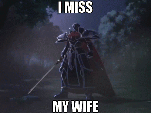 A Knight Holding A Sword With The Words I Miss My Wife Below Him GIF