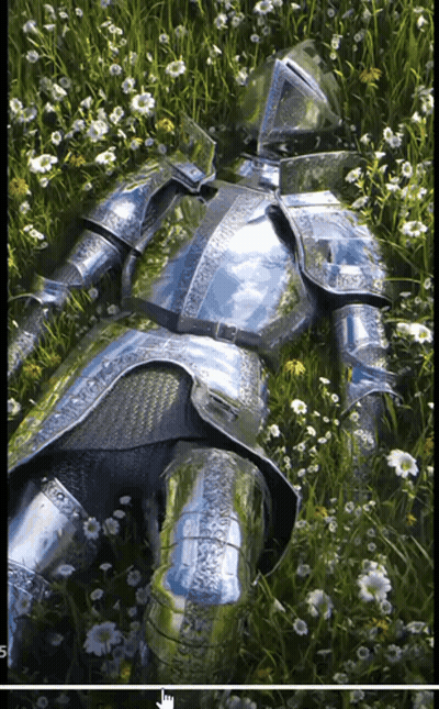 A Knight In Armor Is Laying In The Grass GIF