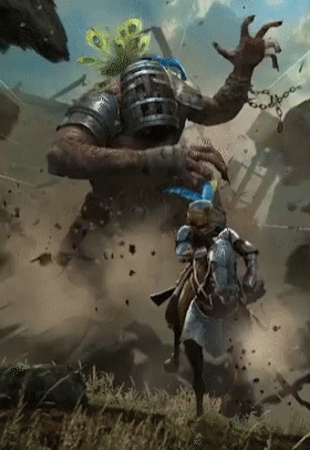 A Knight On A Horse Is Fighting A Giant Monster GIF