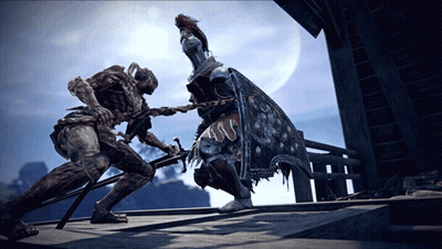 A Knight With A Shield And A Sword Is Fighting Another Knight GIF