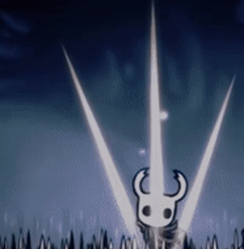 A Knight With Horns And A Sword Is Standing In A Field With Trees In The Background . GIF