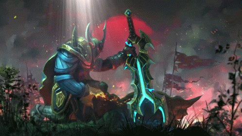 A Knight With Horns Is Holding A Sword GIF