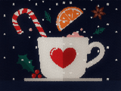 A Knitted Sweater With A Cup Of Hot Chocolate With A Heart In It GIF