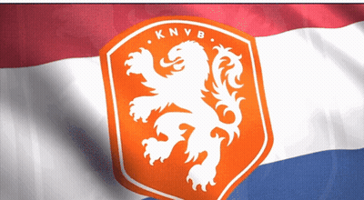 A Knvb Logo Is Displayed On A Red White And Blue Flag GIF