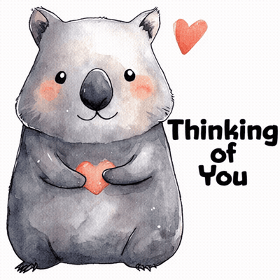 A Koala Bear Holding A Heart With The Words Thinking Of You Behind It GIF