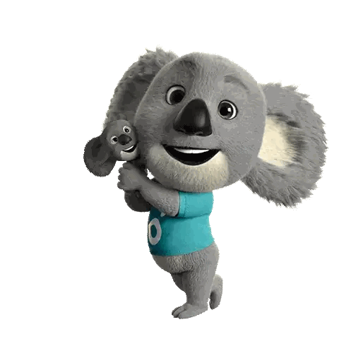 A Koala Bear Wearing A Blue Shirt That Says O On It Sticker