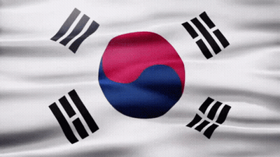A Korean Flag With A Red Blue And White Circle GIF