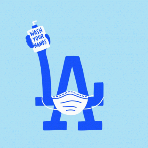 A La Logo With A Mask And A Hand Sanitizer Bottle GIF