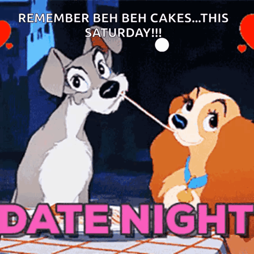 A Lady And The Tramp Cartoon With The Words Date Night GIF