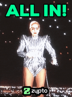A Lady Gaga Poster That Says " All In " GIF
