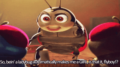 A Ladybug In A Cartoon Says So Bein ' A Ladybug Automatically Makes Me A Girl Is That It Flyboy GIF