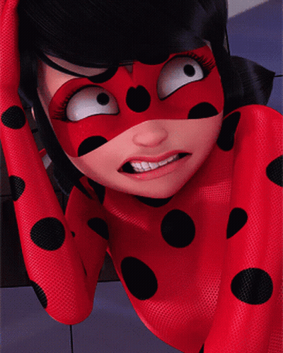 A Ladybug Is Making A Funny Face With Her Hand On Her Head GIF