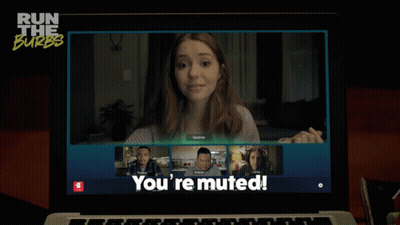 A Laptop Screen Says You 'Re Muted On The Bottom Right GIF