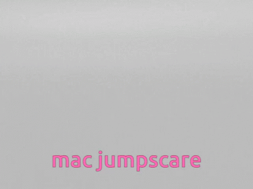 A Laptop With The Word Mac Jumpscare On The Bottom Right GIF
