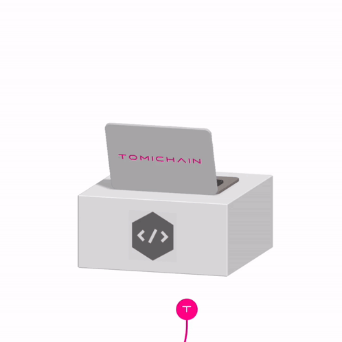 A Laptop With The Word Tomichain Written On It GIF