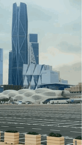 A Large Building With The Word Kaifa On The Side Of It GIF