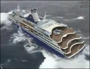 A Large Cruise Ship Is Floating In The Ocean With A 4Gifs.com Watermark On The Bottom GIF