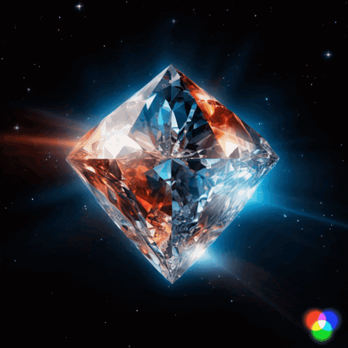 A Large Diamond Is Surrounded By Stars And A Rainbow Of Colors GIF