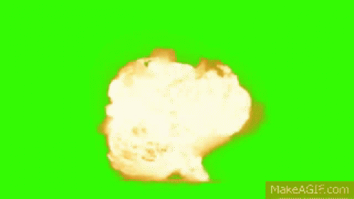 A Large Explosion On A Green Screen With The Website Makeagif.com GIF