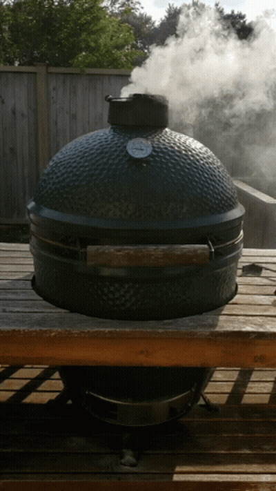 A Large Grill With A Thermometer On Top Of It GIF