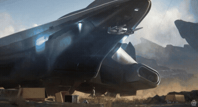 A Large Space Ship With The Number 111 On Its Side GIF