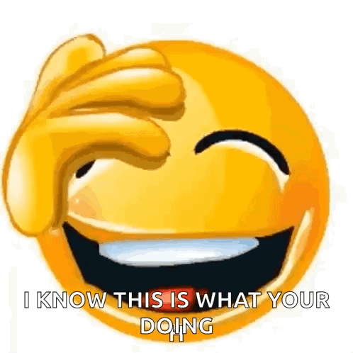 A Laughing Smiley Face With A Hand On Its Forehead . GIF