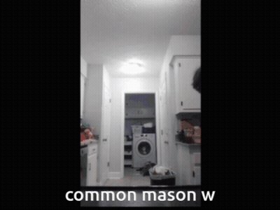 A Laundry Room With A Washer And Dryer And The Words Common Mason W On The Bottom GIF