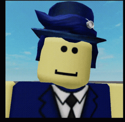 A Lego Character Wearing A Blue Hat And A White Shirt GIF