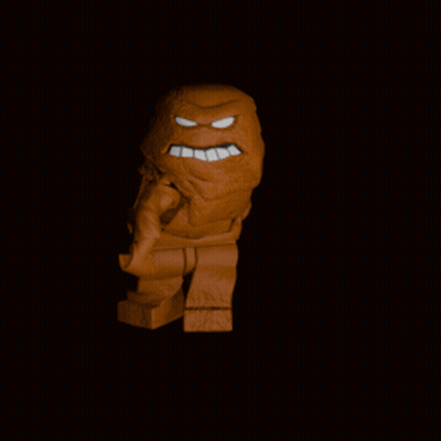 A Lego Figure Of A Cartoon Character With A Beard And Big Teeth GIF
