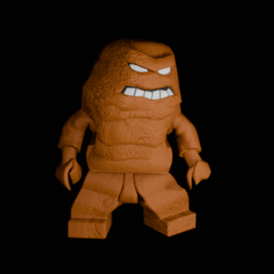 A Lego Figure With A Bat Shaped Weapon In His Hand GIF
