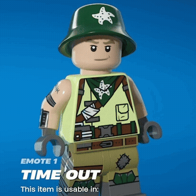 A Lego Man With A Green Helmet And A Star On His Hat GIF