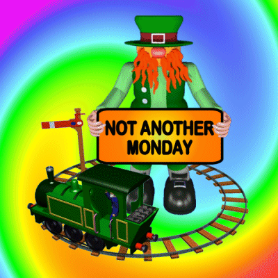 A Leprechaun Holding A Sign That Says " Not Another Monday " GIF