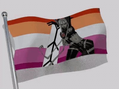 A Lesbian Flag With A Woman On It GIF