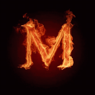 A Letter M Is Surrounded By Flames And Written In Russian GIF