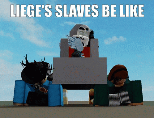 A Liege 'S Slaves Be Like Poster With A Skeleton Sitting In A Chair GIF