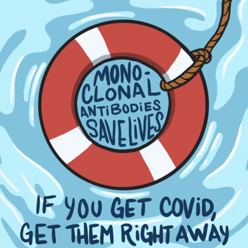 A Life Preserver With The Words Monoclonal Antibodies Save Lives Written On It GIF