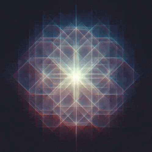 A Light Shines Through A Grid Of Squares In A Dark Room GIF