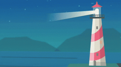 A Lighthouse On A Cliff Overlooking The Ocean GIF