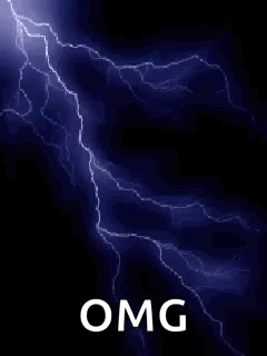 A Lightning Bolt In The Dark With The Word Omg Written On It . GIF