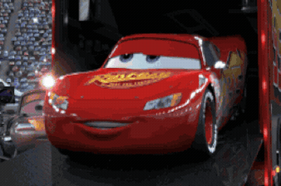 A Lightning Mcqueen From The Movie Cars Is Getting Ready To Race GIF