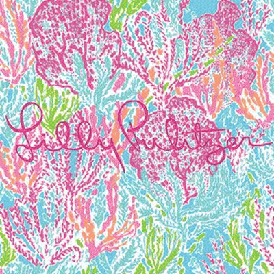 A Lilly Pulitzer Pattern With Corals And Jellyfish GIF