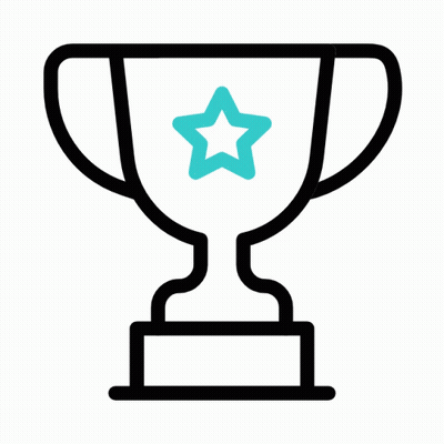 A Line Drawing Of A Trophy With A Star On Top GIF