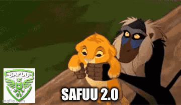 A Lion And A Baboon From The Lion King Standing Next To Each Other With The Caption Safuu 2.0 GIF
